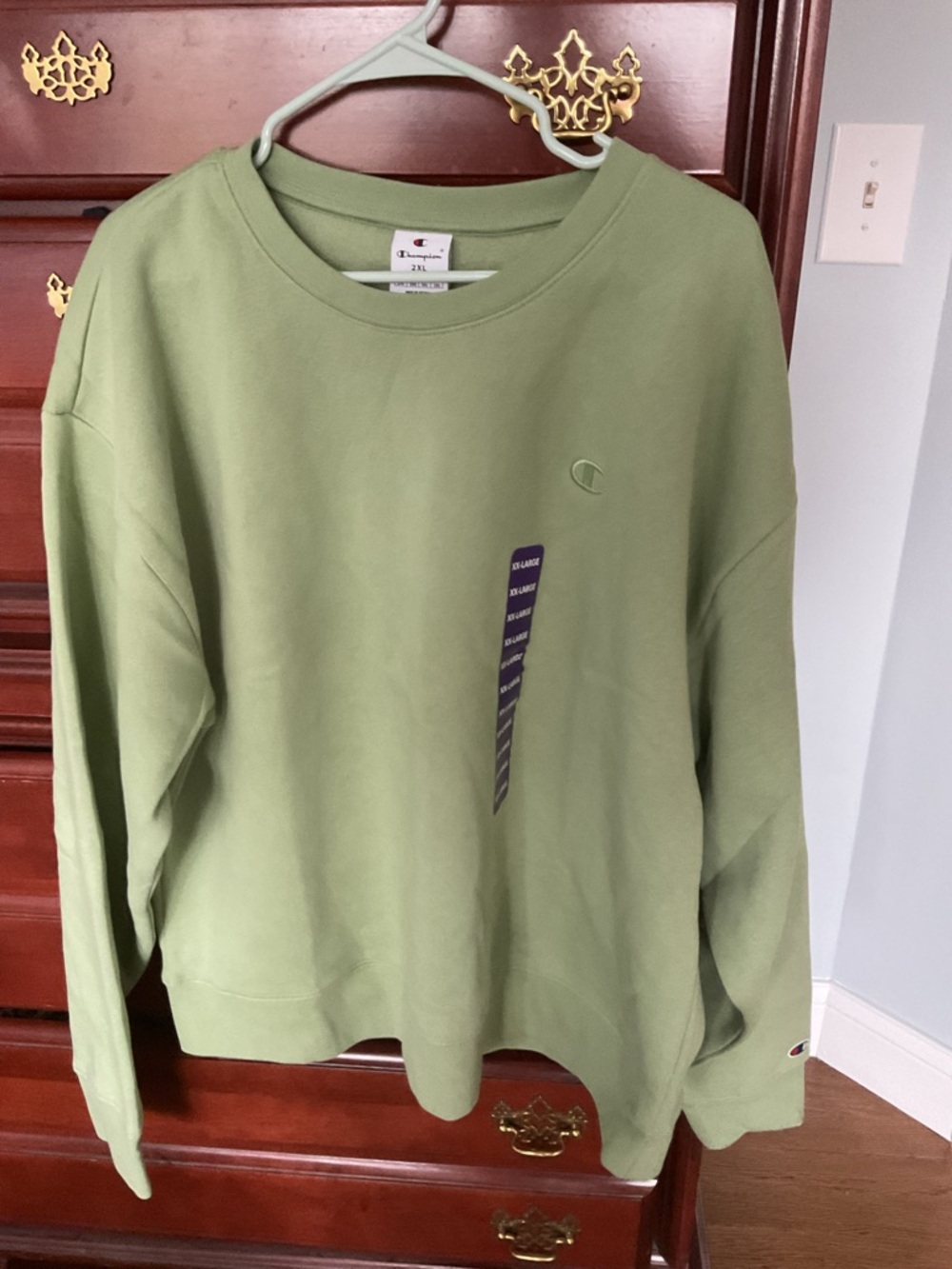 Champion Basil Green Crew Sweatshirt with Subtle Logo